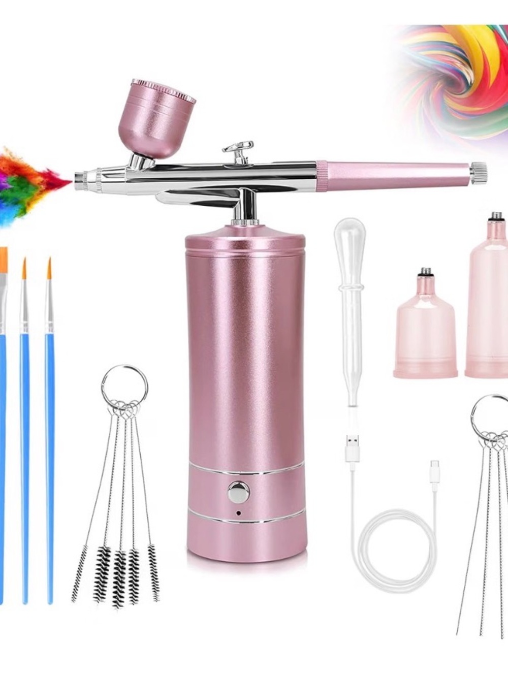 Portable Pink Airbrush Kit for Home Parties